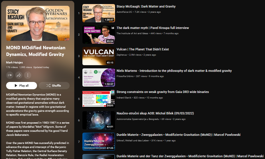 Youtube MOND playlist